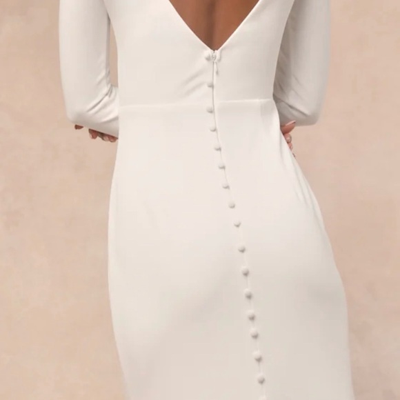 NWT Lulus feeling Of Forever White Long Sleeve Mermaid Maxi Dress - Size XS - Picture 4 of 9